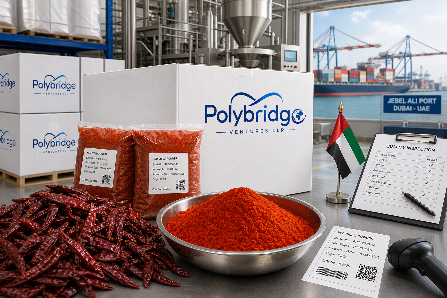 Bulk Red Chilli Powder Exporter to UAE | Polybridge